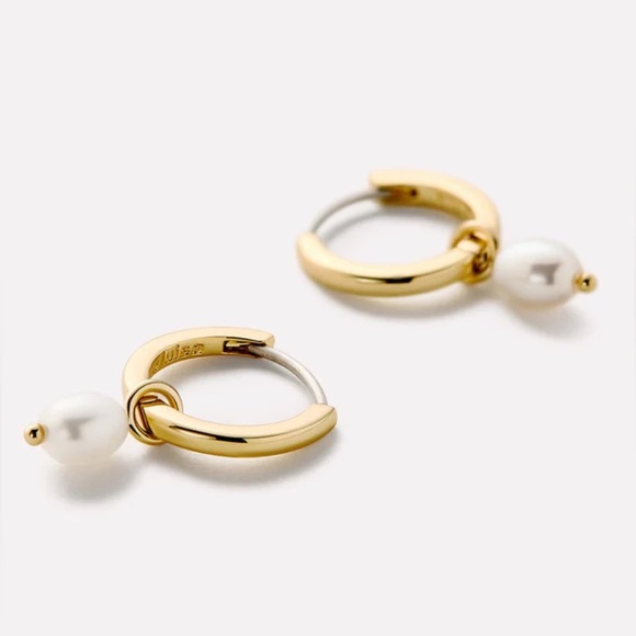 EUC Ana Luisa Frida Gold Pearl Huggie Hoops - Picture 3 of 10